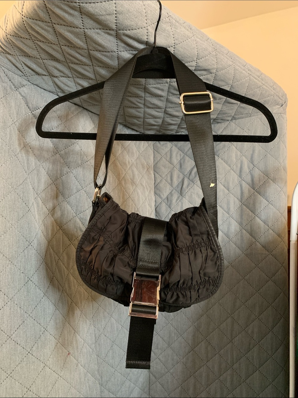 Topshop Black Nylon Shoulder Bag with Buckle Detail